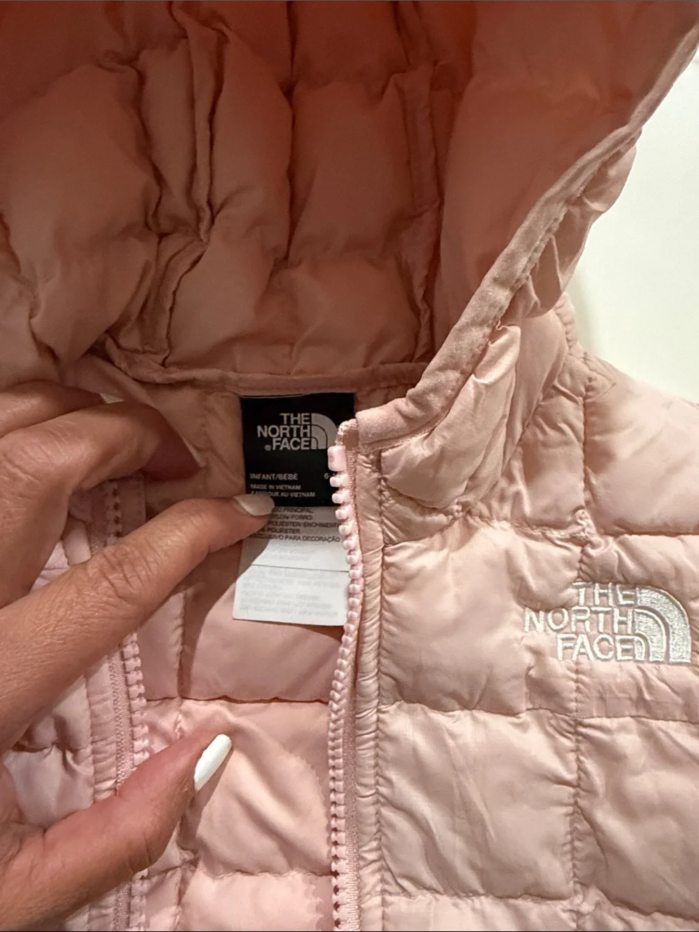 The North Face Light Pink Quilted Hooded Puffer Jacket - Kids